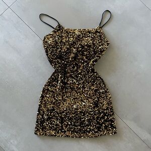 BP Black & Gold Sequin Mini Dress - Size M